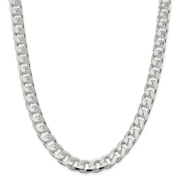 Men's 11mm Sterling Silver Solid D/C Domed Curb Chain Necklace, 22 In